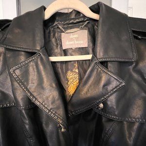 FINAL SALE - Dennis Basso Faux Black Leather Trench Coat - 2XL